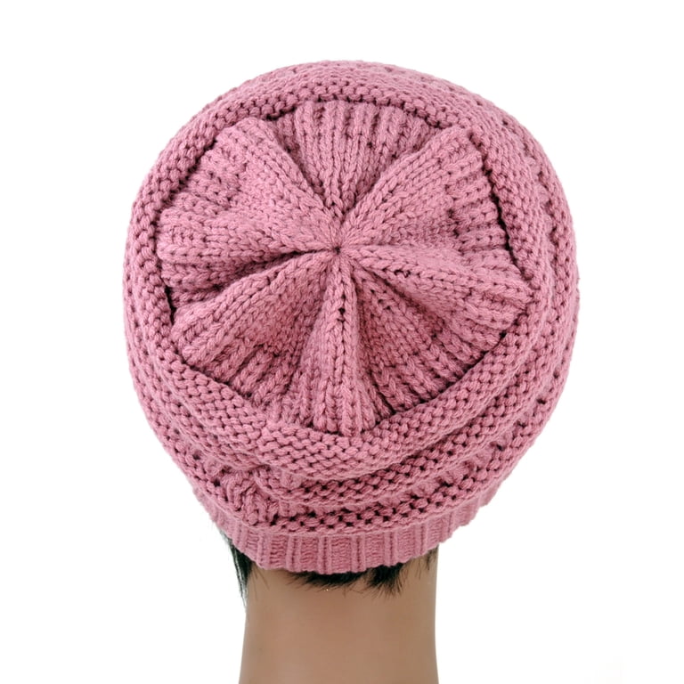 Women\'s Slouchy Rose Pink Beanie Winter Warm Chunky Skull Cable Knit Hat Cap Red Knit Hat Slouchy Beanie Women Red Wool Cape Cable Knit  main image 4