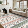 thumbnail image 2 of Hasoo 8' x 10' Area Rug Geometric Low Pile Carpet for Dorm Dining Room Home Decor Floral Pattern Indoor Rug, Green Pink, 2 of 6