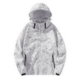 thumbnail image 4 of JGGSPWM Women Plus Size Lightweight Jacket Hiking Waterproof Windbreaker Drawstring Full Zip Long Sleeve Coat Boho Leaf Print Raincoat White XXXXL, 4 of 5