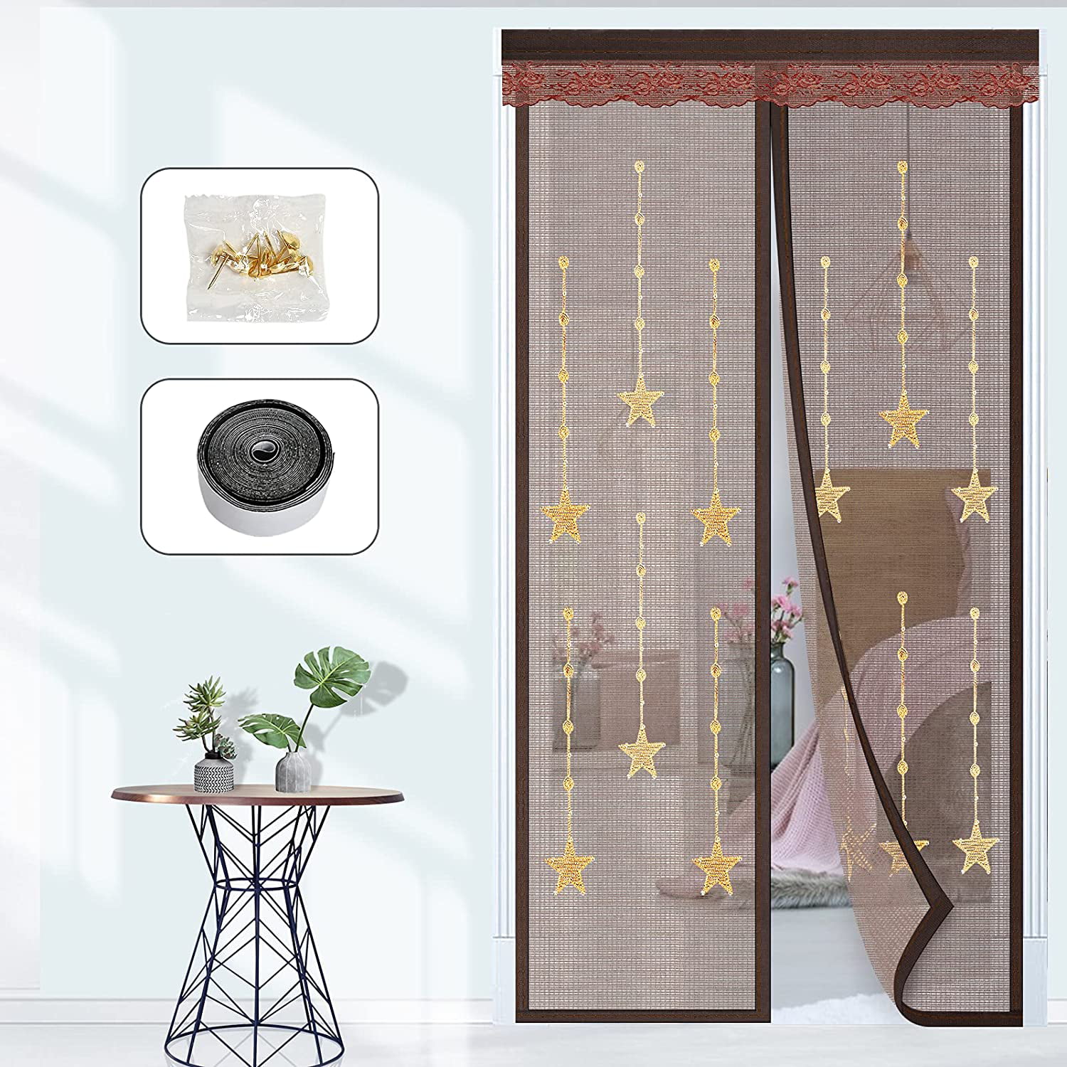 Double Door Magnetic Fly Screen Mesh Curtain Net Snap Shut 60 x 80 Insect 