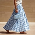 thumbnail image 4 of Women's A-Line Plaid Maxi Skirt Elastic High-Waisted Pleated Skirt Casual Flowy Chiffon Long Skirt for Summer Beach/Party/Vacation, 4 of 8