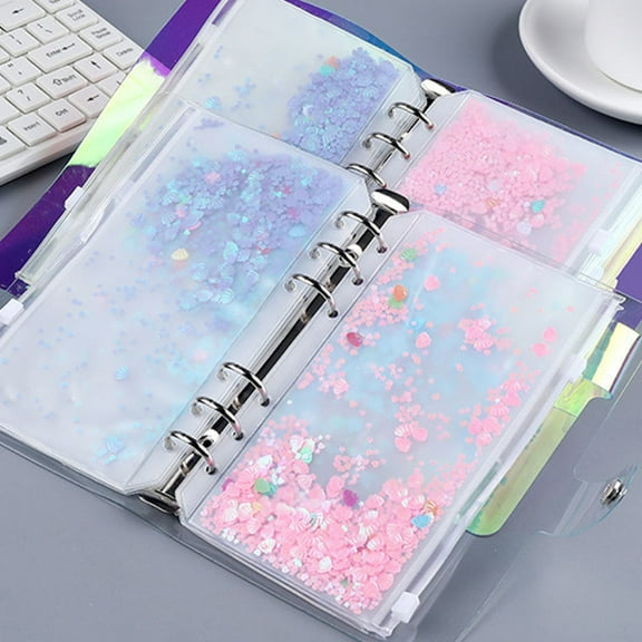 Masteelf Binder Pockets with Transparent PVC for Storage Use Assorted Color Stable Joints 3 Pieces