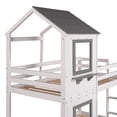 thumbnail image 6 of White Twin Over Twin Wood Bunk Bed with Roof, Window, Guardrail, Ladder, 6 of 8