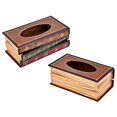 thumbnail image 2 of （Brown）Tissue Box Retro Book Wooden Paper Holder Paper Storage for Home Decor, 2 of 5