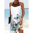 thumbnail image 4 of Robe Décontractée pour Femmes une Ligne Robe d'Été Coupe Florale Imprimé Sans Manches Licol Mini Robe Active Moderne Vacances Quotidiennes, 4 of 6