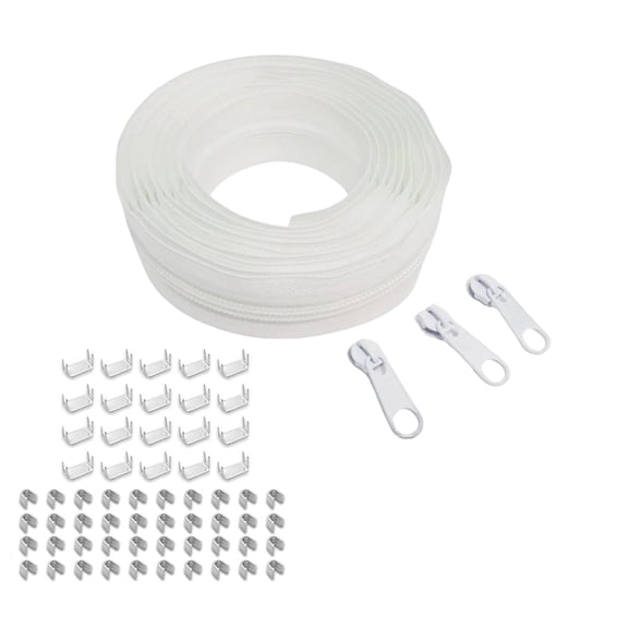 1 Set Includesof 5-Meter White Zipper, 10 Zipper Sliders, 20 Top Stop Buckles 10 Bottom Stop Buckles Size 5 Nylon Zipper. It Is Suitable for DIY Replacement Zippers in Clothing, Bags