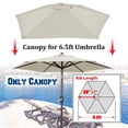 thumbnail image 3 of TOPCHANCES Patio Umbrella 6.5ft Replacement Canopy for 6 Ribs Outdoor Patio Umbrella Canopy Cover - Beige (CANOPY ONLY), 3 of 10
