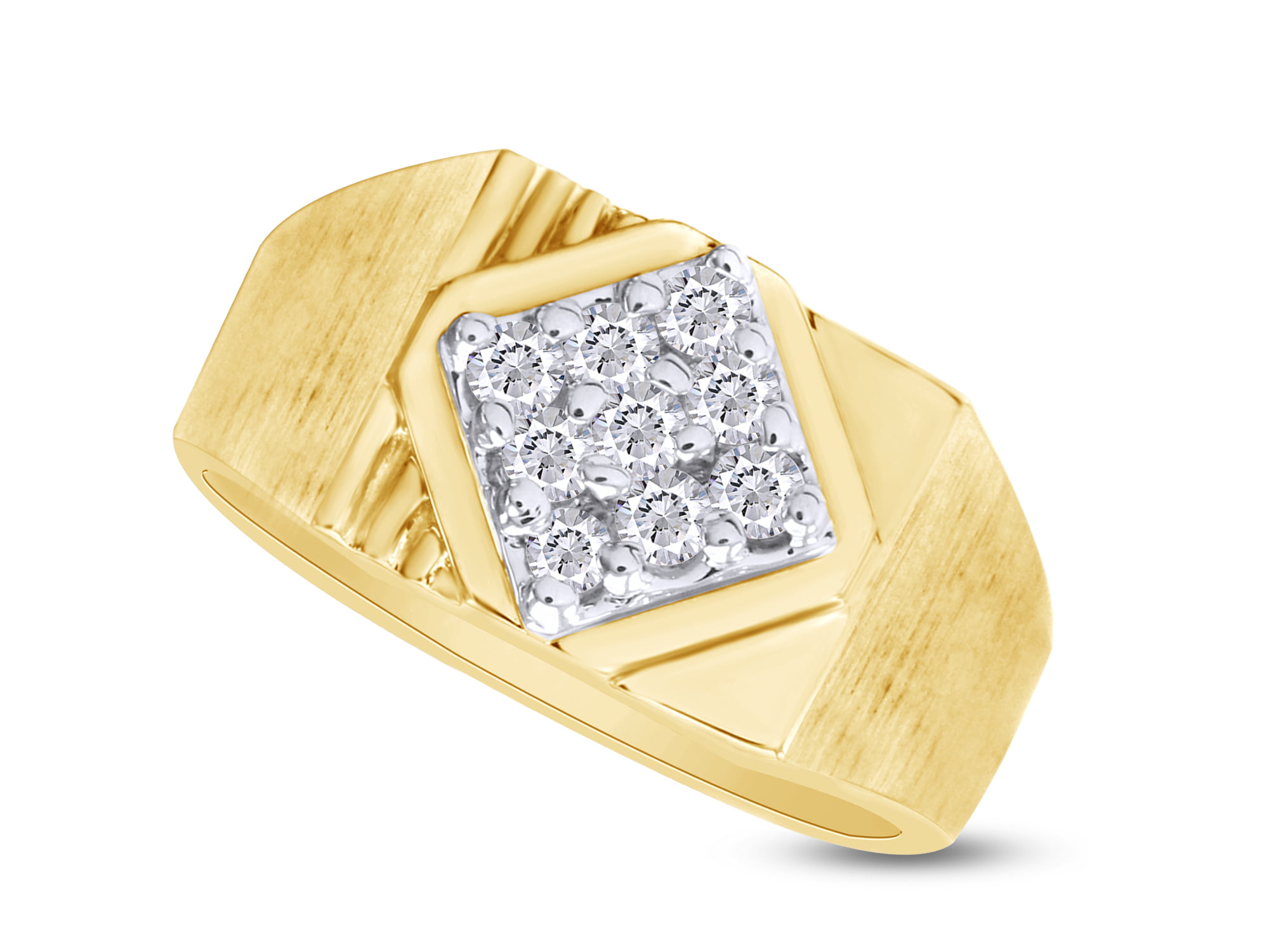 Wishrocks Simulated Birthstone with CZ Mens Wedding Band Ring in 14K Yellow Gold Over Sterling Silver 