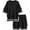 Black, variant on Womens Knit Lounge Set 2 Piece Sweater Sets Short Sleeve Pullover Tops Loungewear Clear Blue S