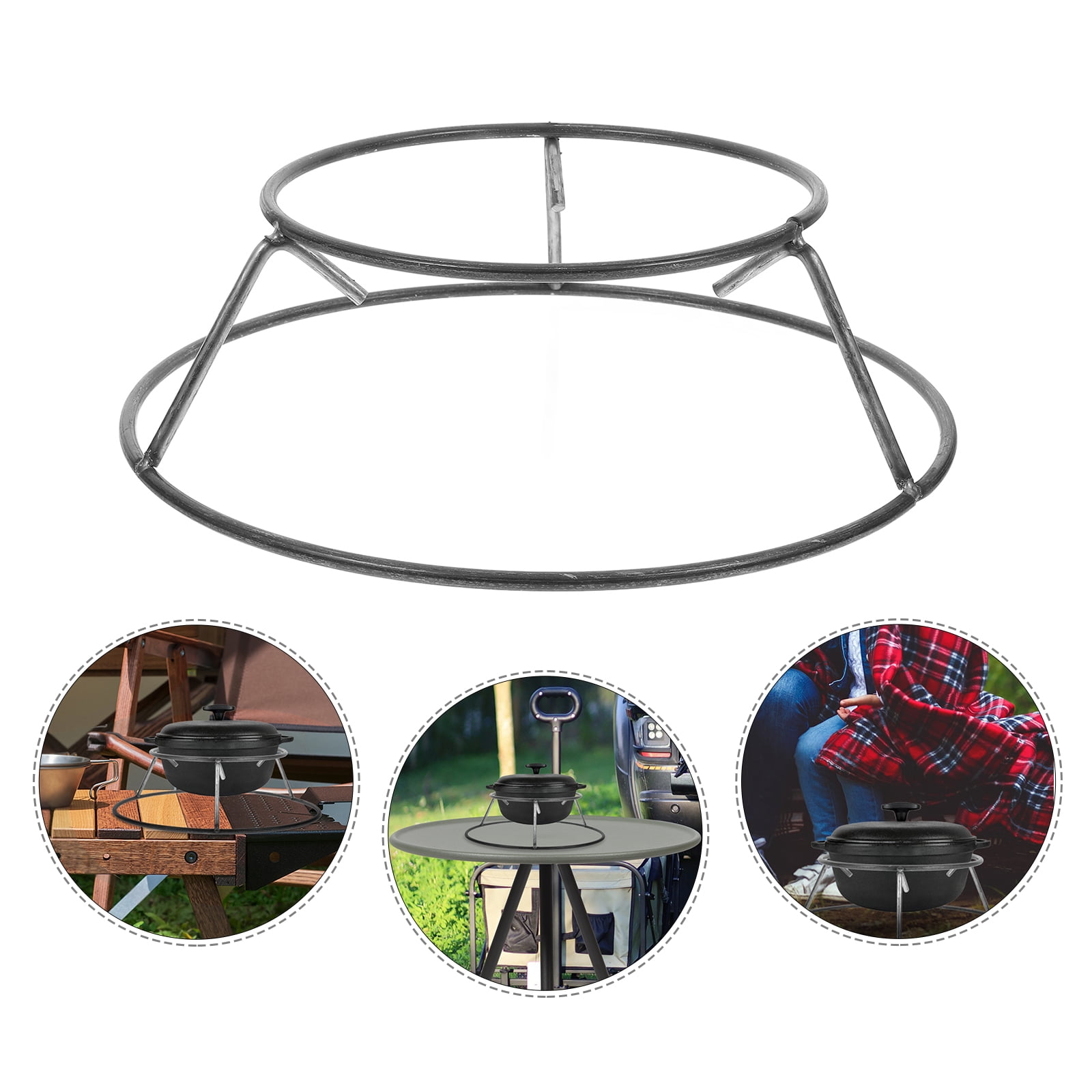 LOLIPPYY Portable Iron Pot Rack for Camping - Reusable Wok Holder, Gas Stove Stand, Fry Pan Support, Outdoor Cooking Accessory