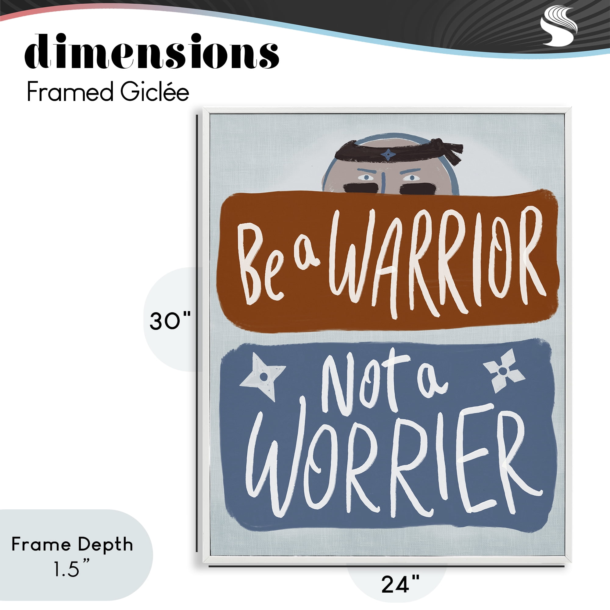 Stupell Industries Warrior Not Worrier White Framed Giclee Art, design by Connie Summers