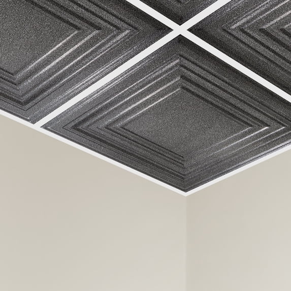 Great Lakes Tin 2ft x 2ft Detroit Pewter Lay-In Ceiling Tile (5-Pack)