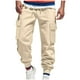 thumbnail image 2 of Pantalones largos para hombre, informales, a la moda, transpirables, con cintura elástica y múltiples bolsillos, pantalones cargo con cierre de velcro, pantalones de rayón para hombre., 2 of 9