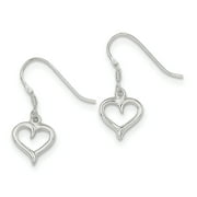 Sterling Silver Polished Heart Dangle Earrings QE6994