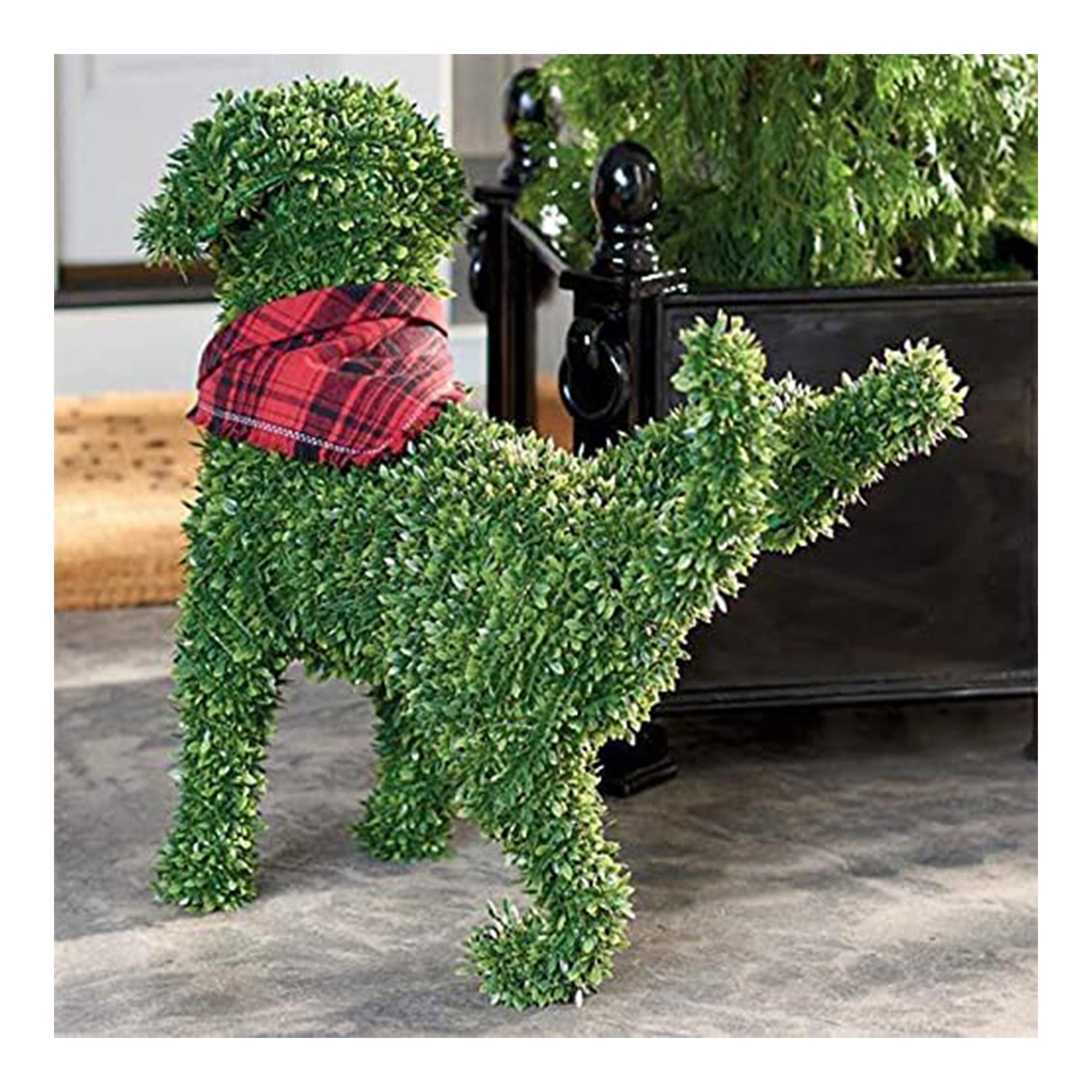 Dog Statue Decorative Peeing Dog Topiary Flocking Dog Sculptures