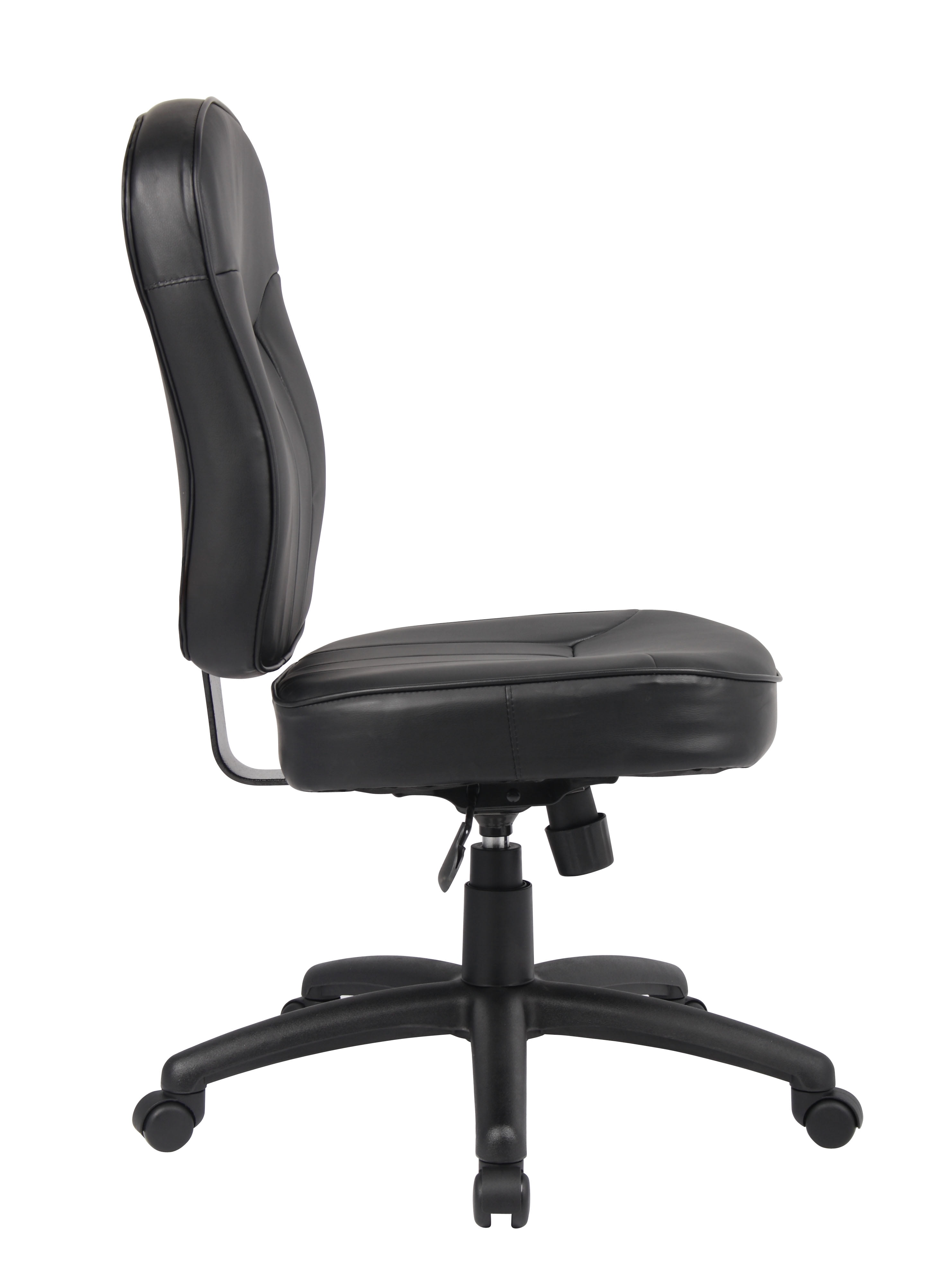 Boss Office Products LeatherPlus Task Chair with Casters, Black