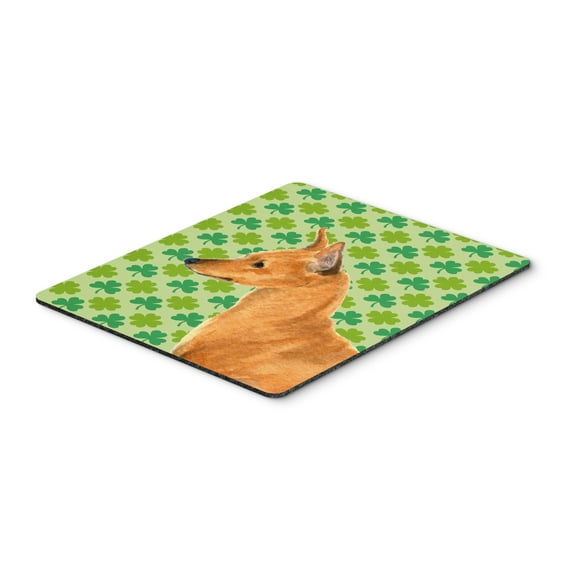 "Min Pin St. Patricks Day Shamrock Portrait Mouse Pad Hot Pad or Trivet"