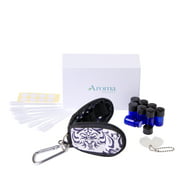 Stylish Essential Oil Key Chain Kit - With 8 5/8 Dram (2 ml) Vials, 1 Orifice Reducer Removal Tool, 8 Pipettes & 8 Blank Lid Stickers (Blue/White Windsor)
