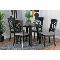 Baxton Studio Charlottle Modern Grey Fabric and Dark Brown Finished Wood 5-Piece Dining Set