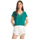 thumbnail image 1 of Blusa de manga corta con diseño de lunares en contraste para mujer Azul Teal M Azul Teal M Xishao ropa, 1 of 2