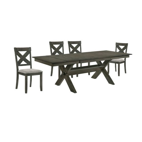 New Classic Gulliver 5-Piece Solid Wood Rectangular Dining Set in Rustic Brown