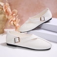 thumbnail image 5 of Samdudou Dress Shoes for Women Closed Toe Round Front Slip On Flats Unique Asymmetrical Buckle Strap Woven Textured Fabric Minimalist Aesthetic Everyday Footwear, 5 of 9