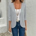 thumbnail image 4 of Cardigan 2026 Fall Long Sleeve Open Front Sweater Women's Casual Striped Long-Sleeve Cardigan Jacket/Top Gray Xl, 4 of 7