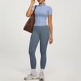 thumbnail image 6 of Women's 2 Piece Gym Set Short Sleeve Zip Up Activewear Top and Leggings, 6 of 9