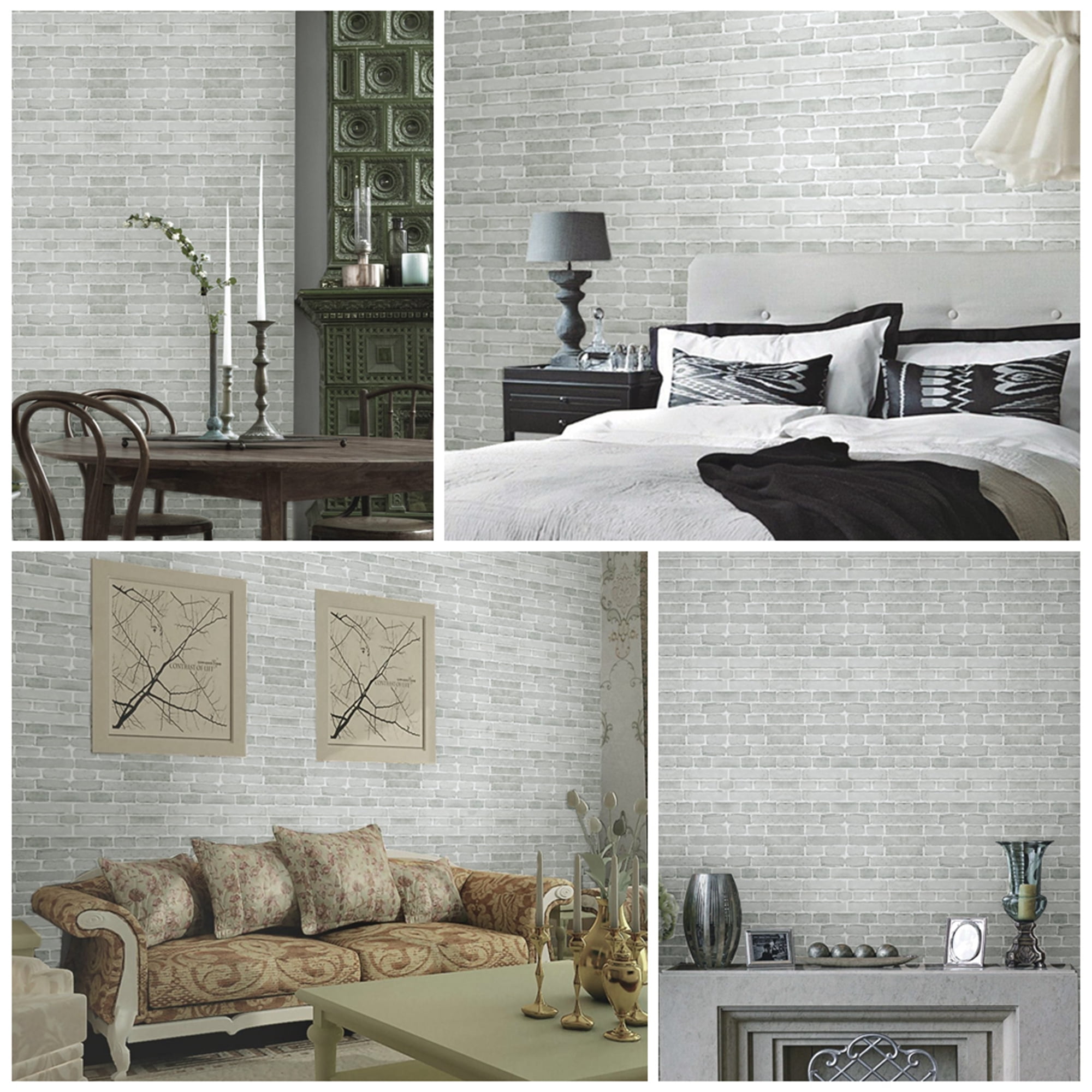 Arthome Peel and Stick Brick Wallpaper 17''x120'' Self Adhesive Contact Paper Waterproof Vinyl Film Wall Paper for Brick Vinyl Paper for Bedroom,Living Room,Fireplace,Stair,Room Decor(Gray)