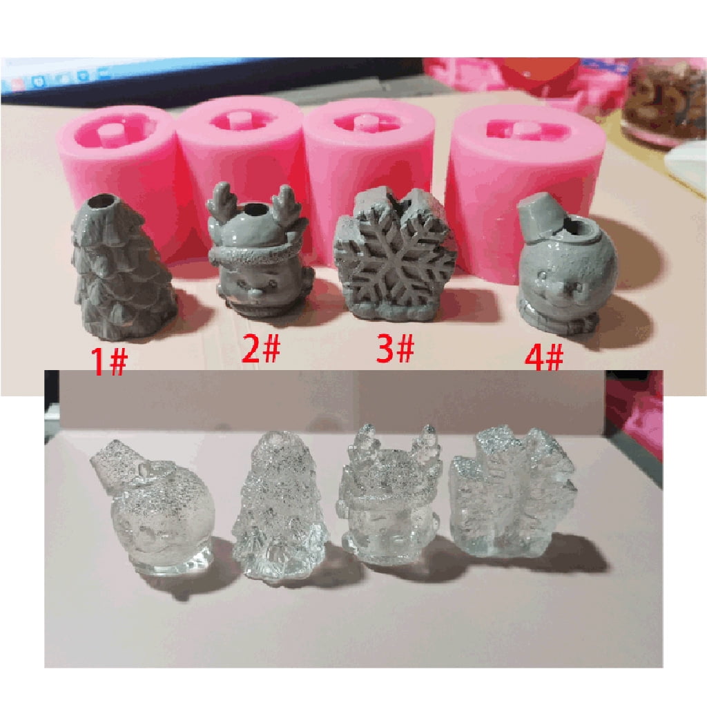 Aellinatey Deer Snowman Straw Topper Silicone Mold Straw Topper Attachments Resin Molds