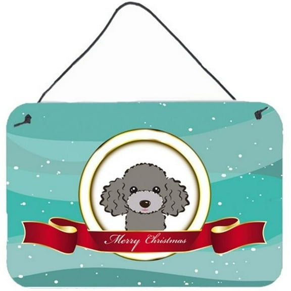 Carolines Treasures BB1569DS812 Silver Gray Poodle Merry Christmas Wall and Door Hanging Prints