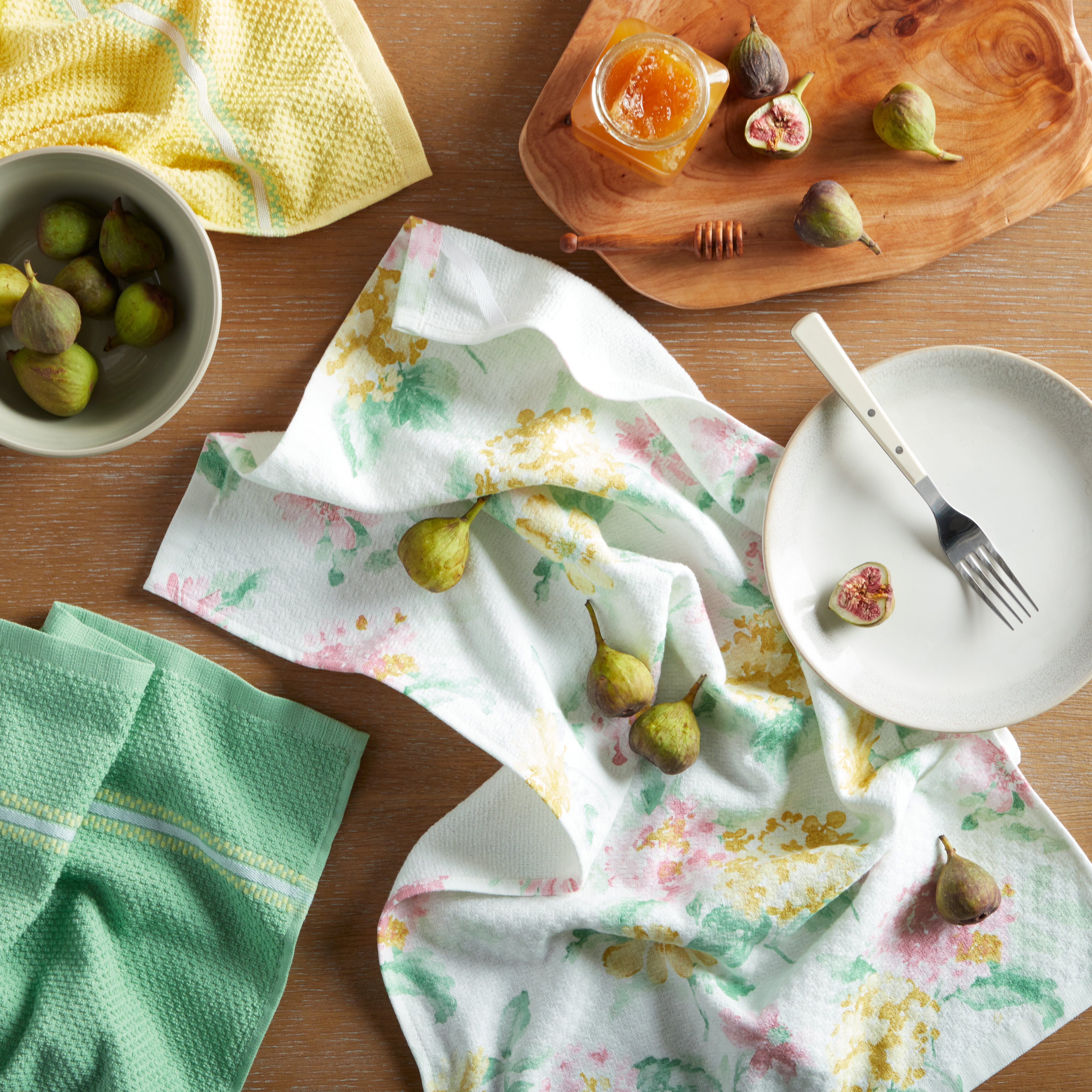 Martha Stewart Lemon Whimsy Kitchen Towel Set 2-Pack 16X28,  Aqua/Green/Yellow/White & Reviews