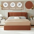 thumbnail image 3 of Zanmintaobo Queen Size Fabric Upholstered Lift up Storage Platform Bed Frame with Wingback Headboard, Ocher, 3 of 10
