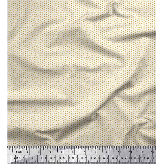 Soimoi Gold Moss Georgette Fabric Stars Star Print Fabric by the Yard 42 Inch Wide