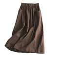 thumbnail image 3 of Jsaierl Women’s Linen Midi Skirt Elastic Waist Casual Skirt with Pockets for Everyday Wear and Brunch, 3 of 7