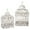 White Metal Indoor Outdoor Hinged Top Abstract S/2 22", 15"H, variant on DecMode Cream Vintage Metal Birdcage with Crisscross Vertical Bars and Floral Embossed Design, Set of 2 21", 18"H