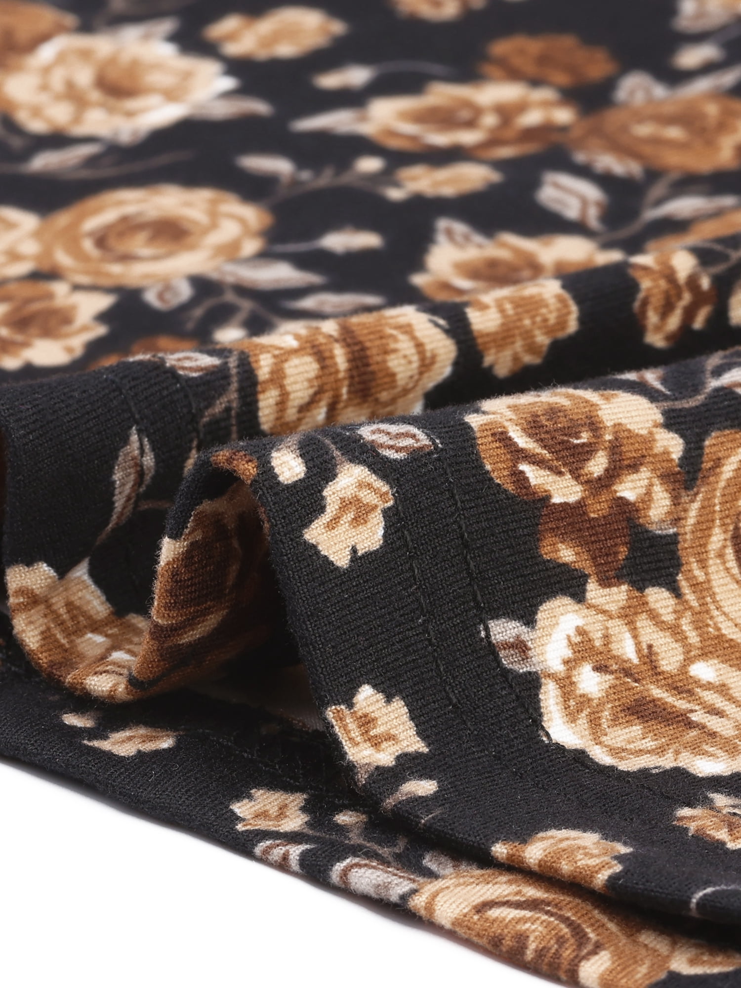 Women's Plus Summer Casual Floral Top Blouse Round Neck Short Sleeve Tee 2X Brown