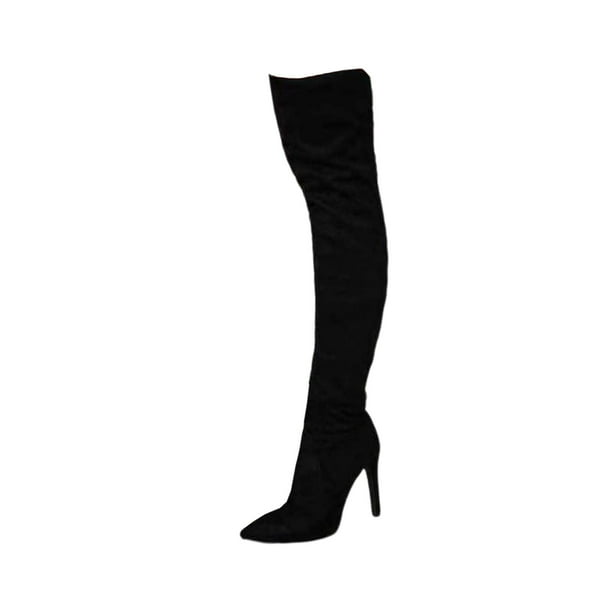 Botas por encima de la rodilla para mujer, botas casuales de tacón alto, largas, para bodas, uso diario y al aire libre. 42