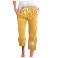 thumbnail image 1 of Womens Pants Spring Summer Lace Up Loose Slacks Solid Drawstring Capri Pants Pocket Yellow Loose Pants for Women S, 1 of 4