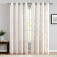thumbnail image 6 of CURTAINKING Linen Curtains for Living Room 84 inch Farmhouse Diamond Embroidered Flax Window Drapes Light Filtering Grommet Curtains 2 Panels Grey, 6 of 7