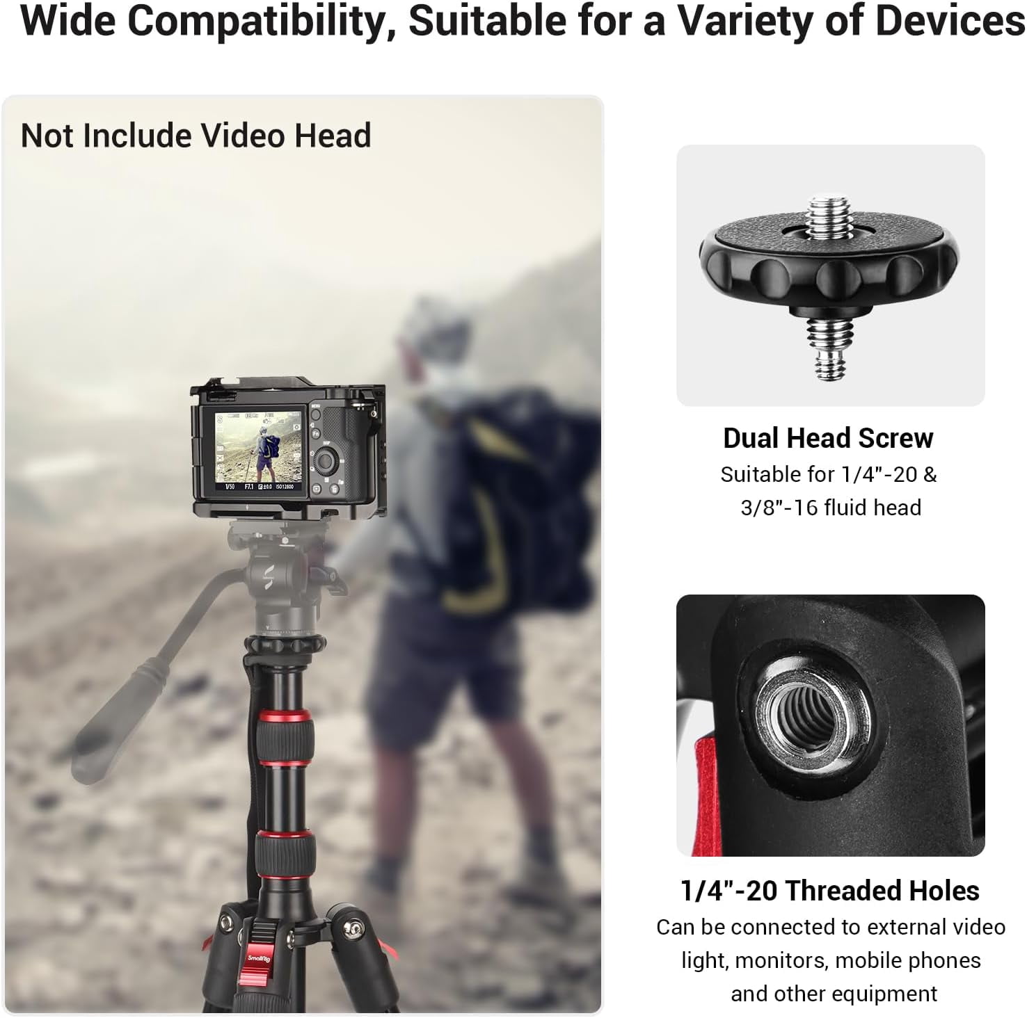 SmallRig 68" Camera Tripod Foldable Aluminum Tripod & Monop, Adjustable Height from 19.7" to 67.7" for Camera, Phone - 3983