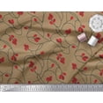 thumbnail image 3 of Soimoi Brown Velvet Fabric Red Berries Fruits Decor Fabric Printed Yard 58 Inch Wide, 3 of 5