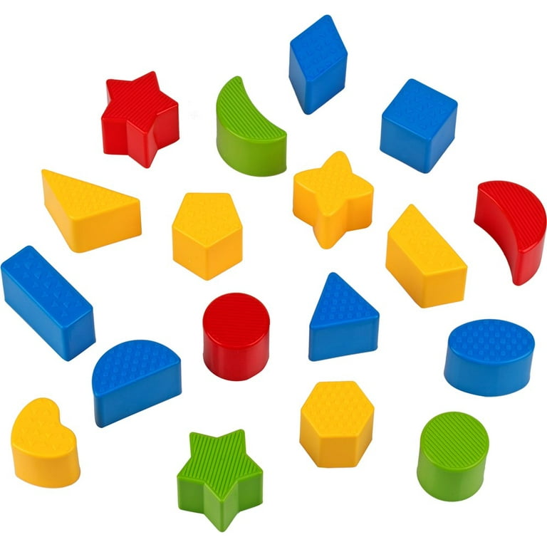 Play22Usa Baby Blocks Shape Sorter Toy - Childrens Blocks Includes 18 Shapes - Color Recognition Shape Toys with Colorful Sorter Cube Box - My First