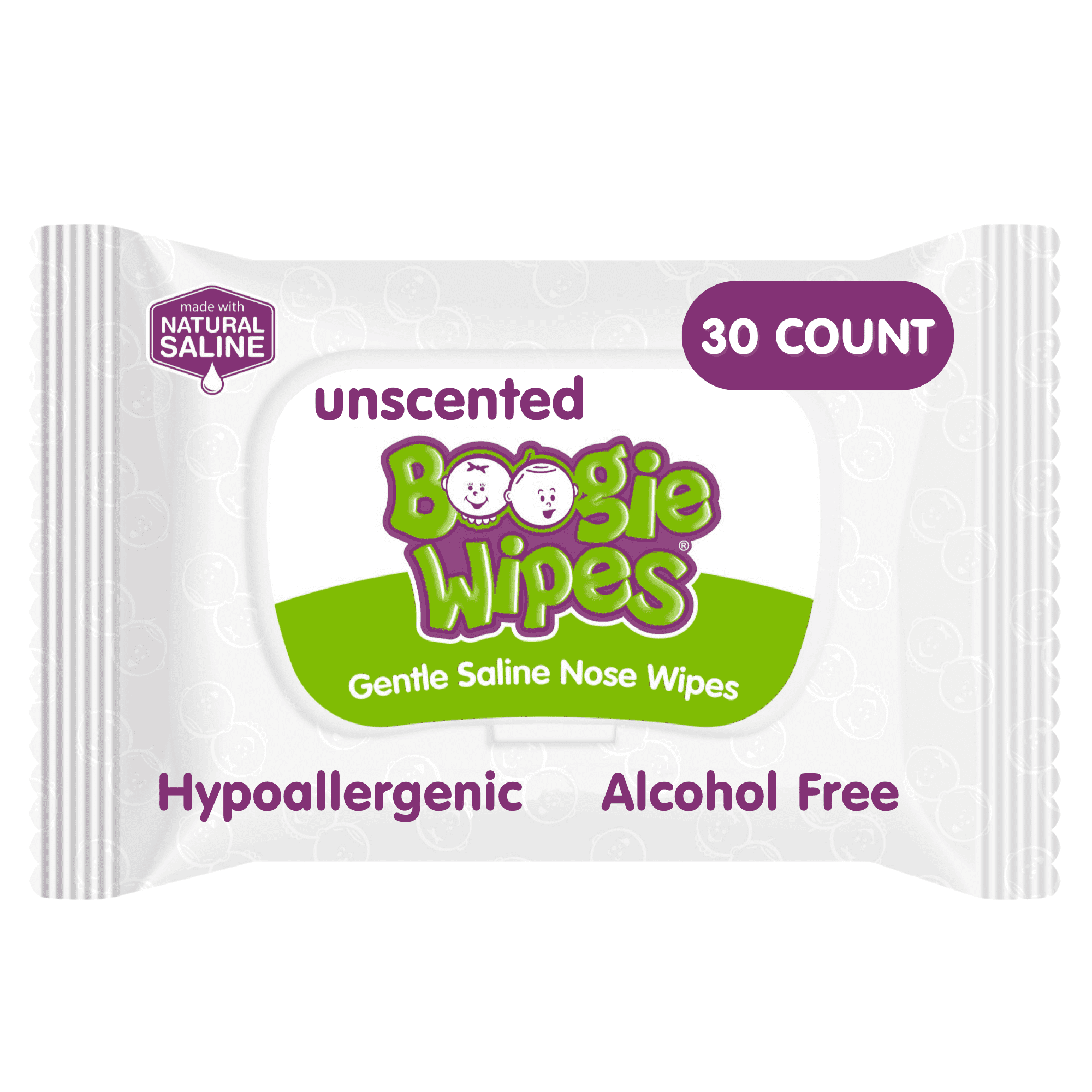 Boogie Wipes Saline Nose Wipes, Hypoallergenic & Alcohol-Free, Unscented, 30 Count