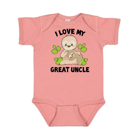

Inktastic Cute Sloth I Love My Great Uncle with Green Leaves Gift Baby Boy or Baby Girl Bodysuit