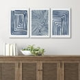thumbnail image 3 of Wall26 Canvas Wall Art Set of 3 Navy Blue Stripe Polygon Pattern Collage Abstract Geometric Prints Illustrations Decorative Bohemian Multicolor Home Wall Decora - Unframed 24"x36"x3, 3 of 5