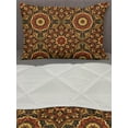 thumbnail image 3 of Turkish Pattern Comforter & Sham Bedding Set, Byzantine Old Ornament in Dark Colors Medieval Mosaics, 3 pcs Duvet Set Microfiber Filling Quilt, 5 Sizes, Ruby Mustard Black, by Ambesonne, 3 of 4
