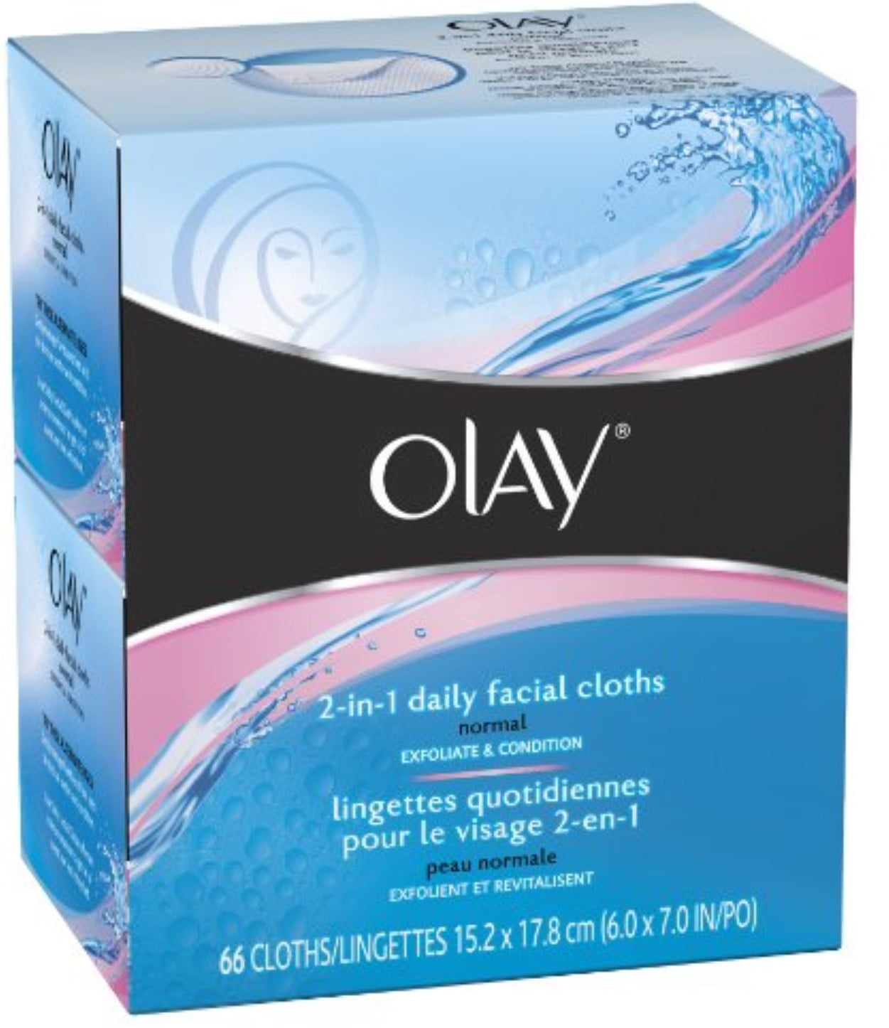 OLAY 4in1 Daily Facial Cloths, Normal, 66 ea (Pack of 2)