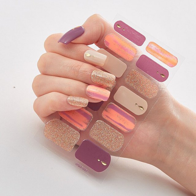 Pegatinas de uñas estampadas para mujer y niña, tiras de uñas, belleza completa, alta calidad, venta al por mayor