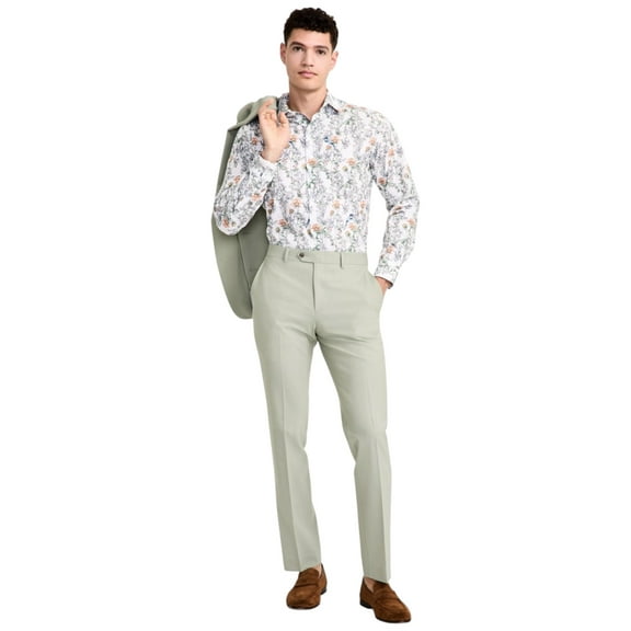 Bar Iii Mens Slim fit Dress Pants Pants 34 / 30 Sage Green Solid Stretch